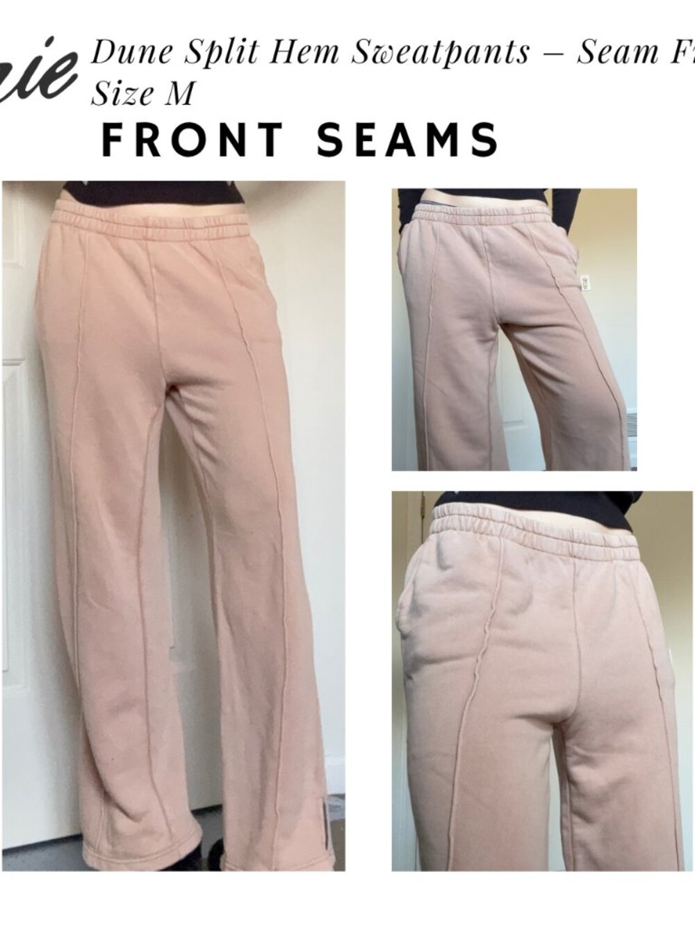 Aerie Dune Split Hem Sweatpants – Seam Front, Size M - Picture 2 of 12